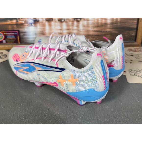 Puma Ultra Match FG/AG Soccer Cleats White Pink Blue 108063-01 Men’s 8.5 main image 4